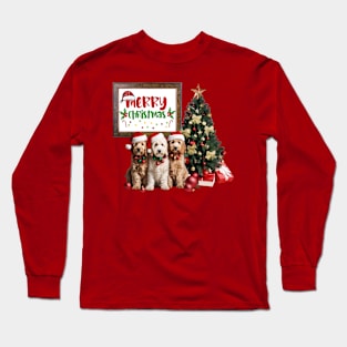 Three Doodle Dog Merry Christmas! Long Sleeve T-Shirt